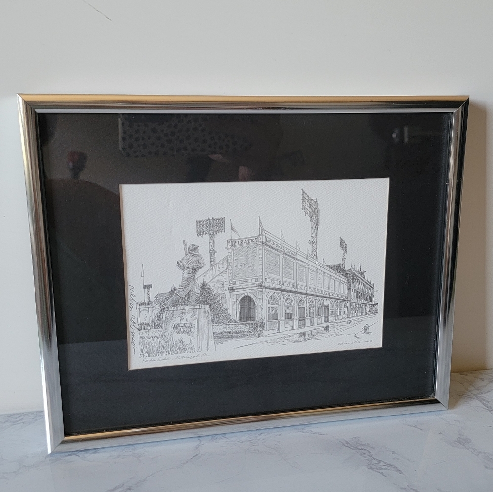 Framed Architectural Sketch with Silver Frame
